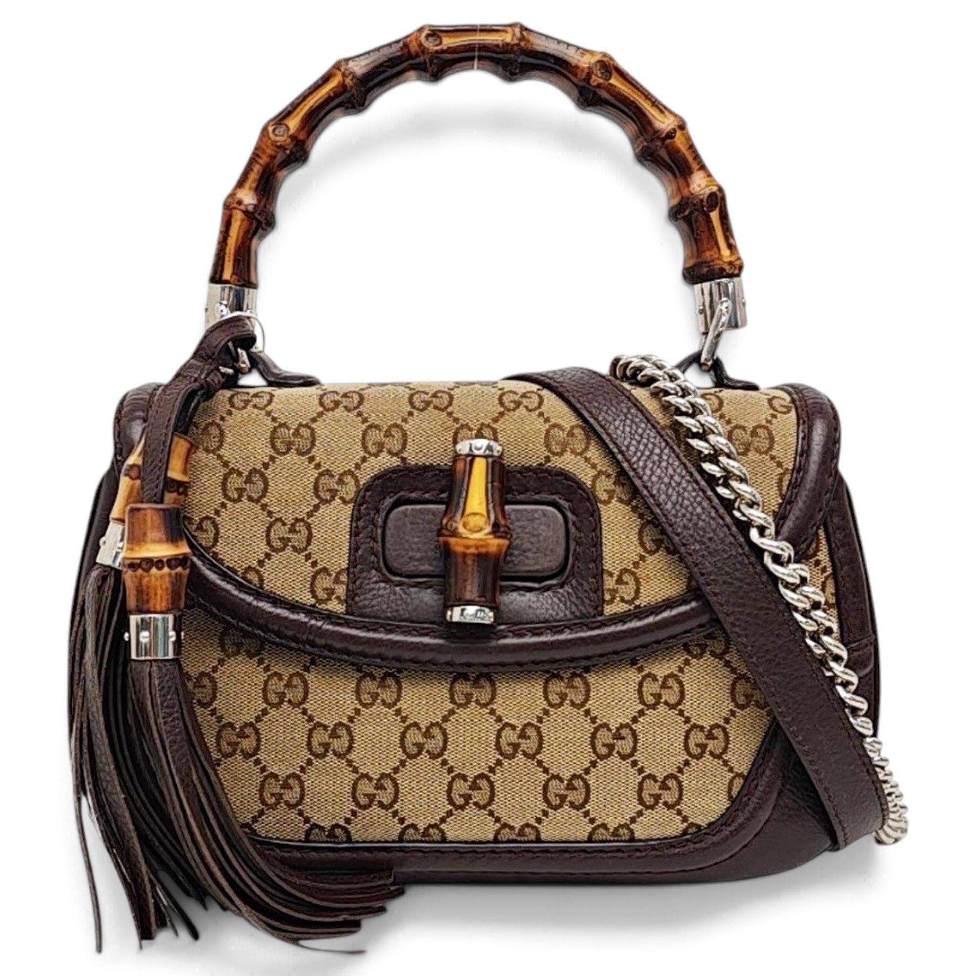 Convertible Pompon Bamboo Top Handle cloth handbag