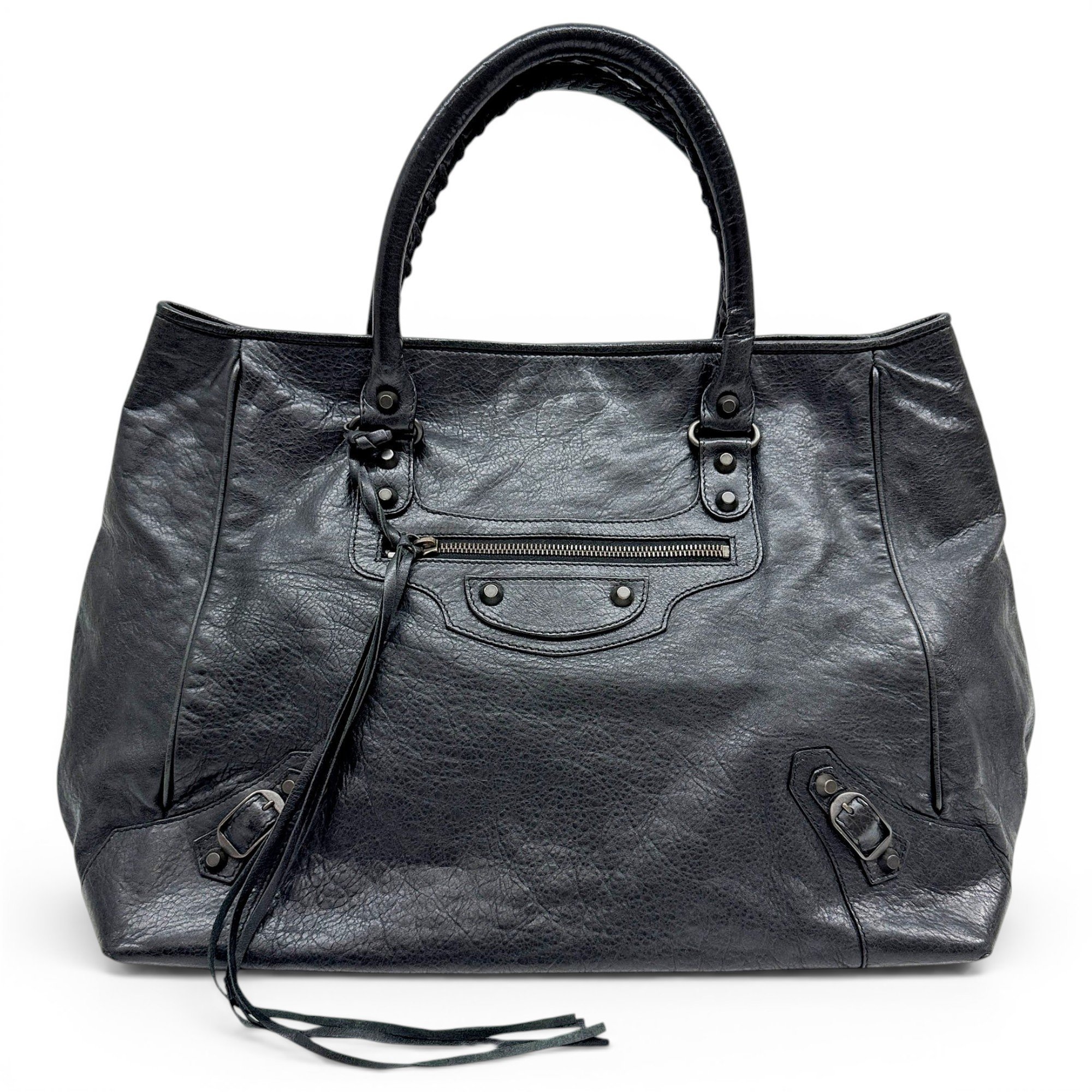 Weekender leather handbag