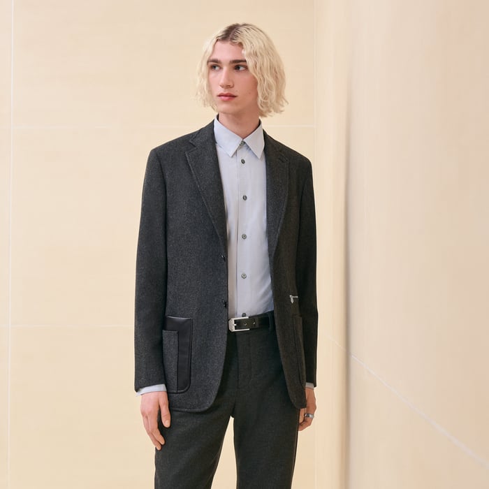 Anthracite Stadium Relax Jacket With Leather Pocket