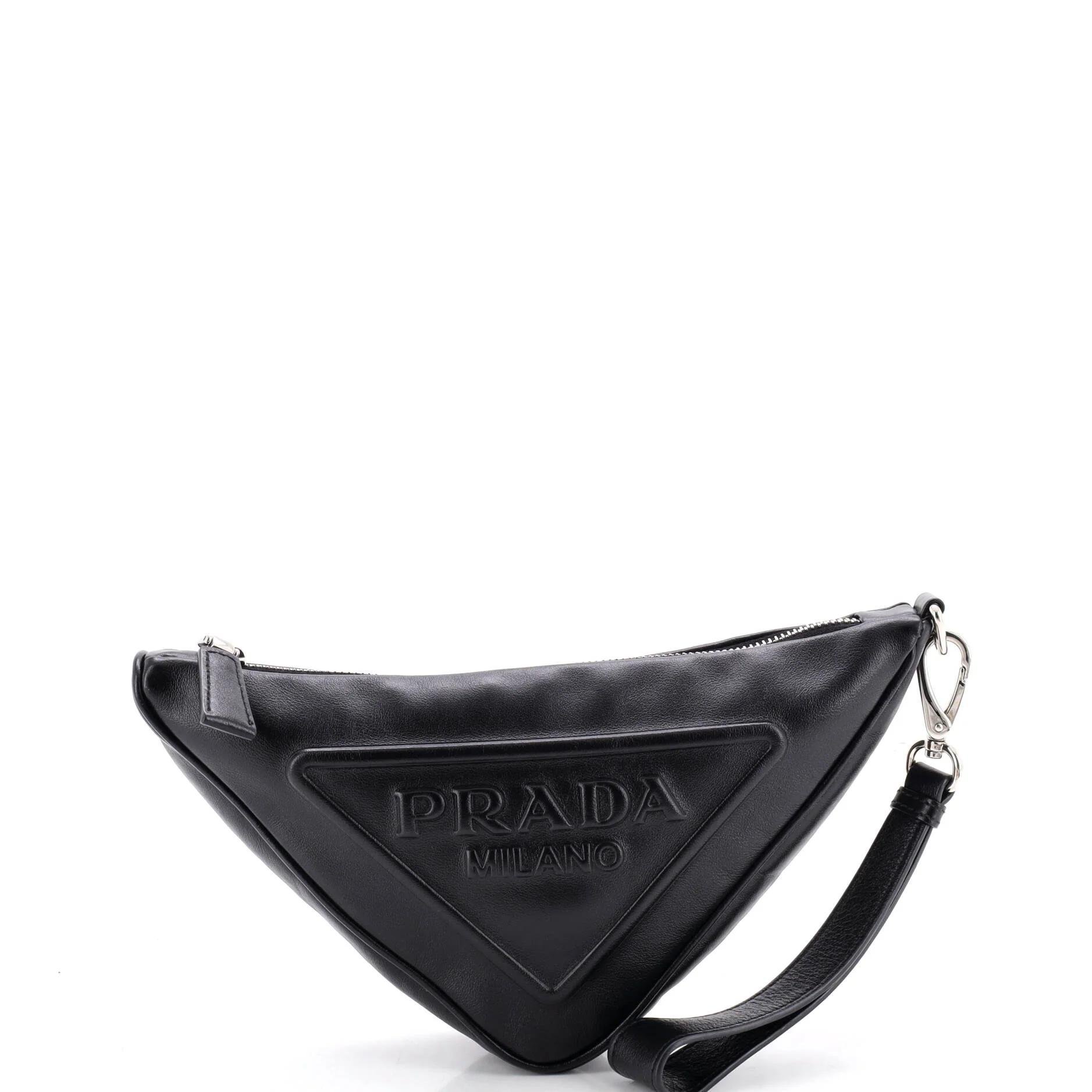 Triangle leather clutch bag