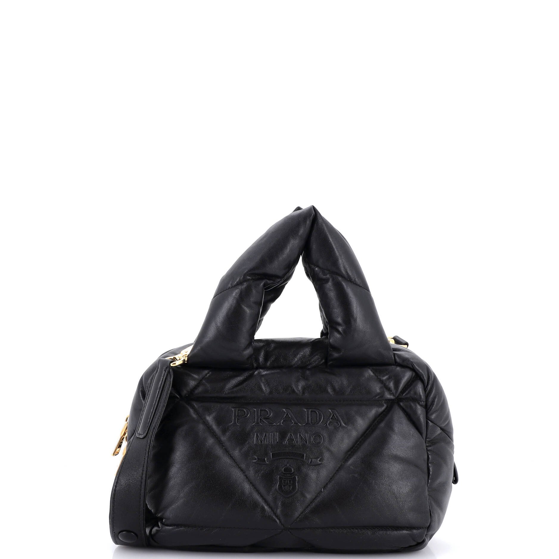 Padded Bowler Bag Quilted Nappa Leather Small