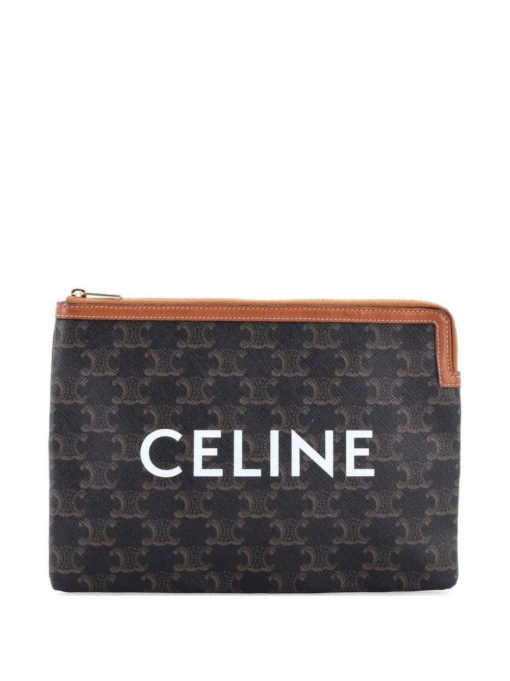 Logo Zip Wristlet Pouch Triomphe Coated Canvas Small clutch bag