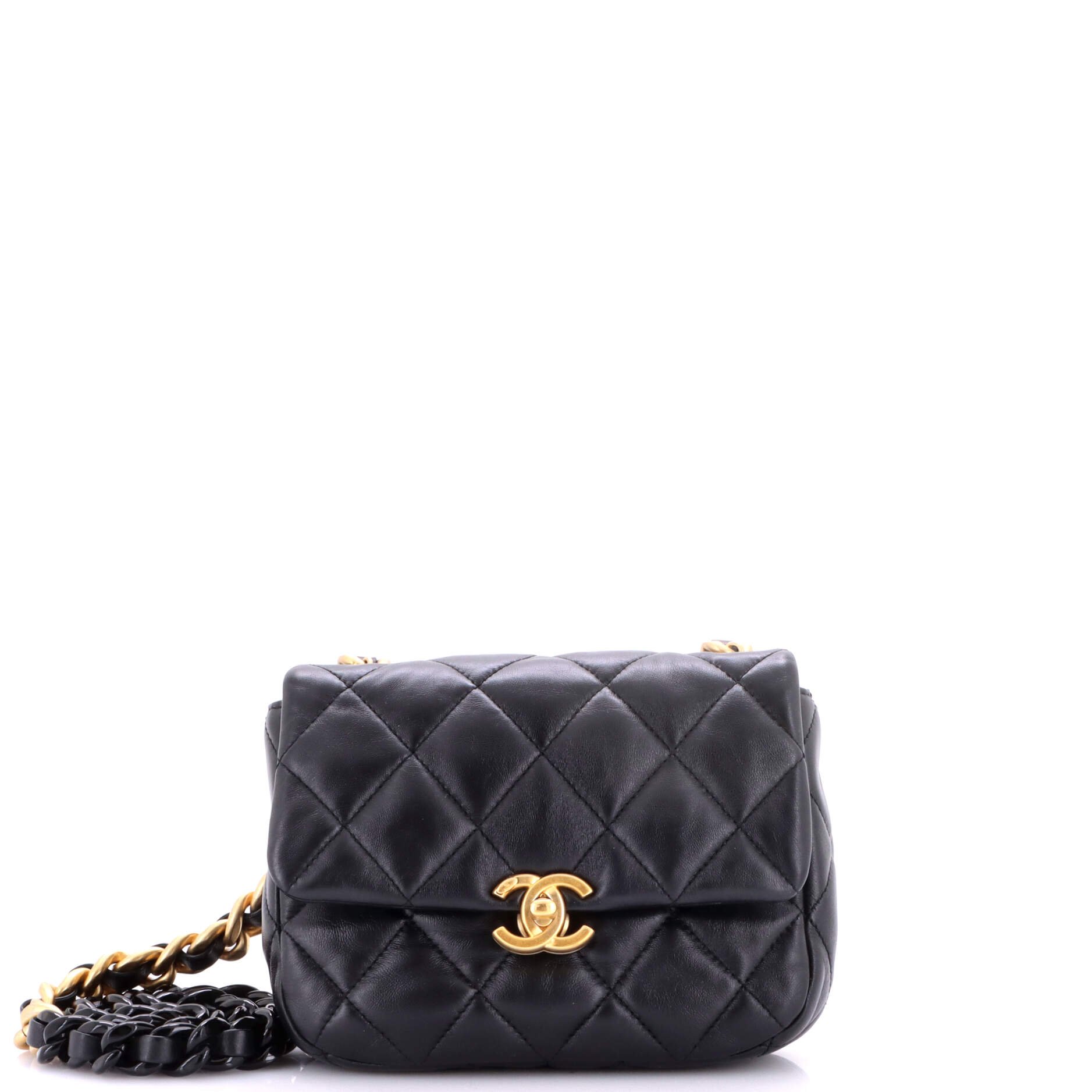 Lacquered Metal CC Flap Bag Quilted Lambskin Mini