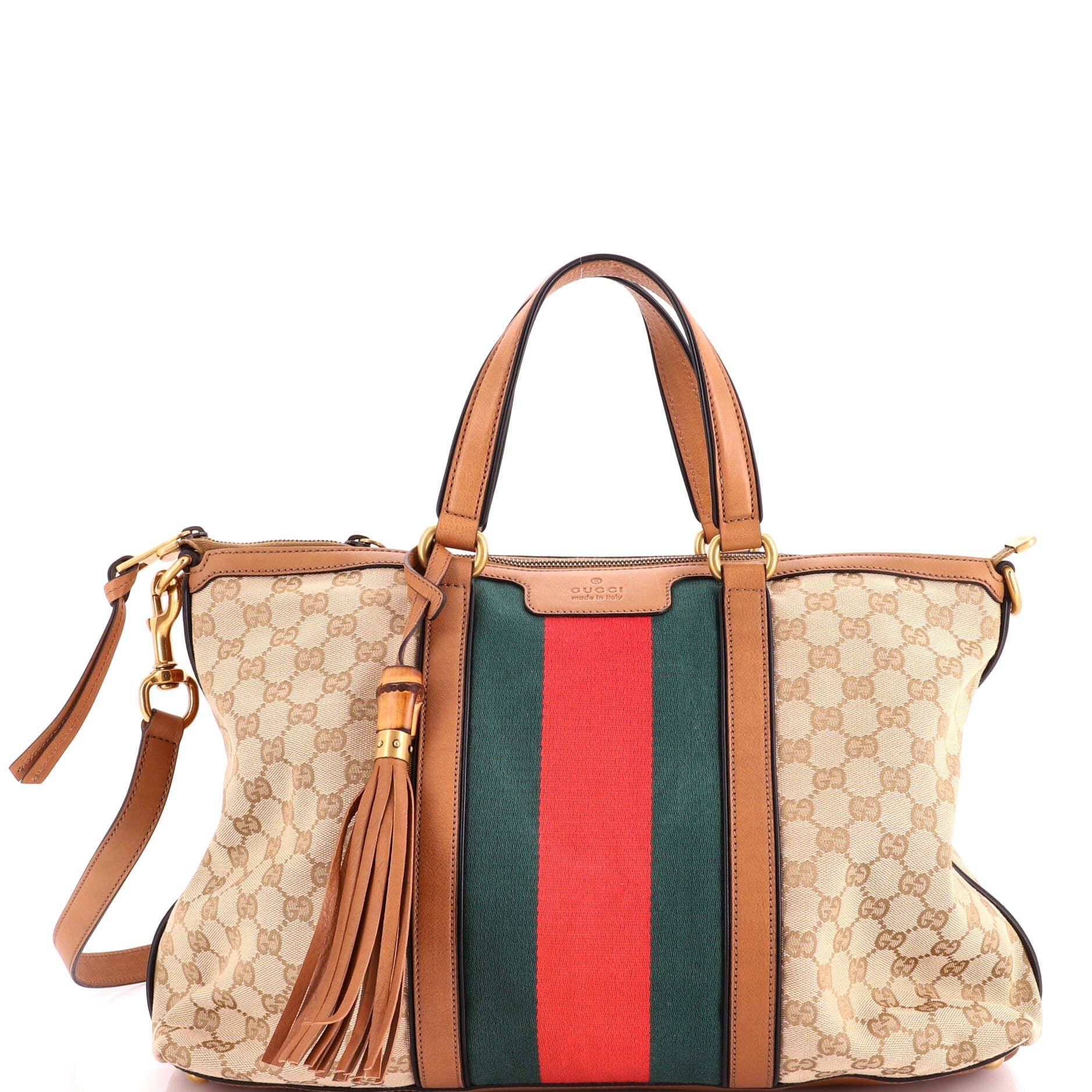 Rania Convertible Top Handle Bag Web GG Canvas Medium