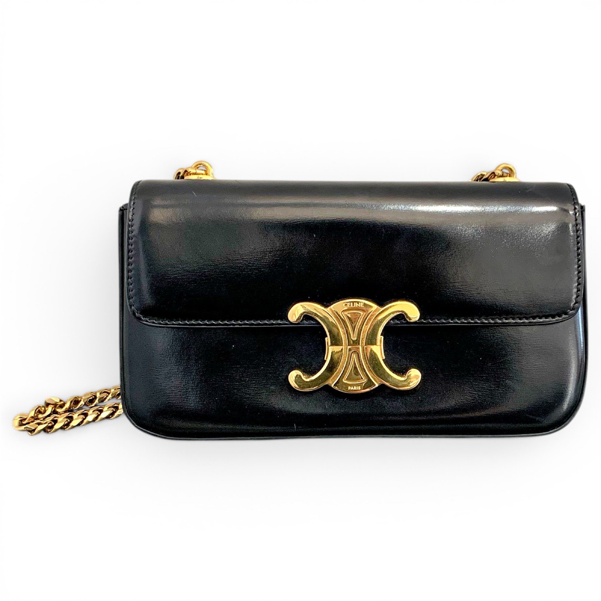 Triomphe chain leather handbag