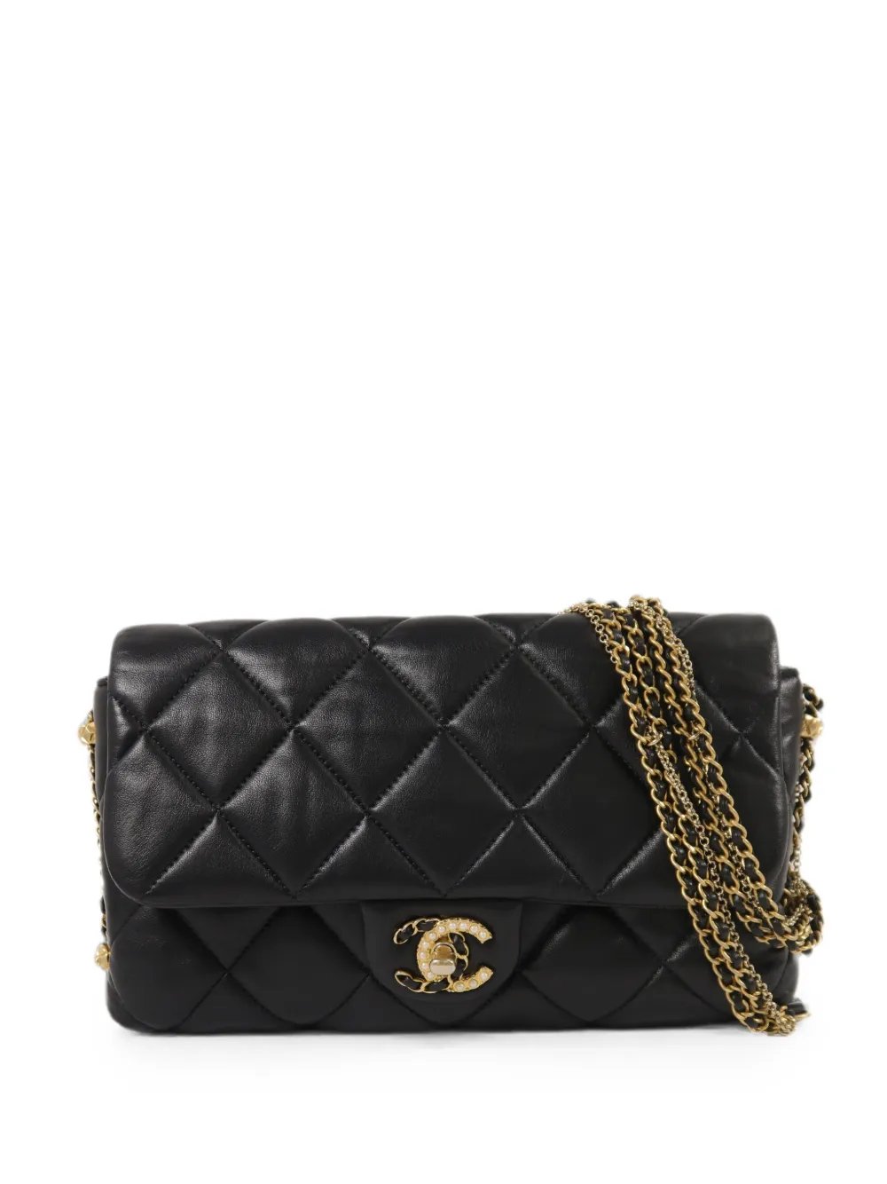 CC diamond-quilted flap shoulder bag