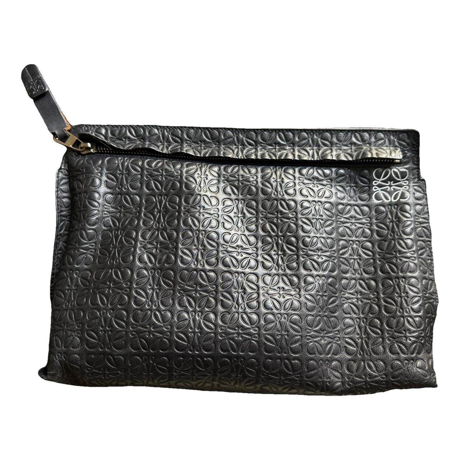 T Pouch leather clutch bag