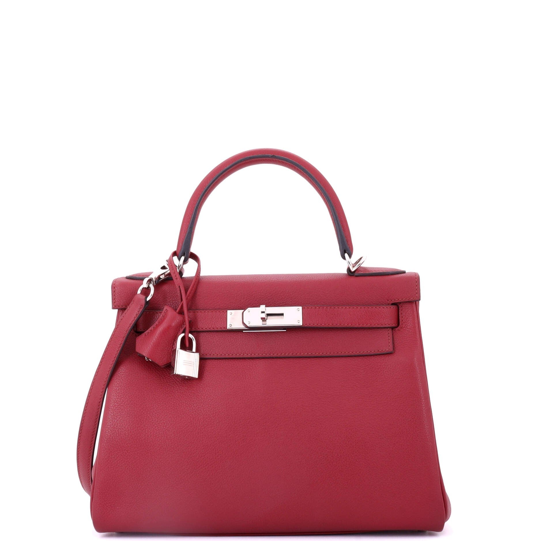 Hermes Kelly Handbag Rouge Grenat Evercolor with Palladium Hardware 28