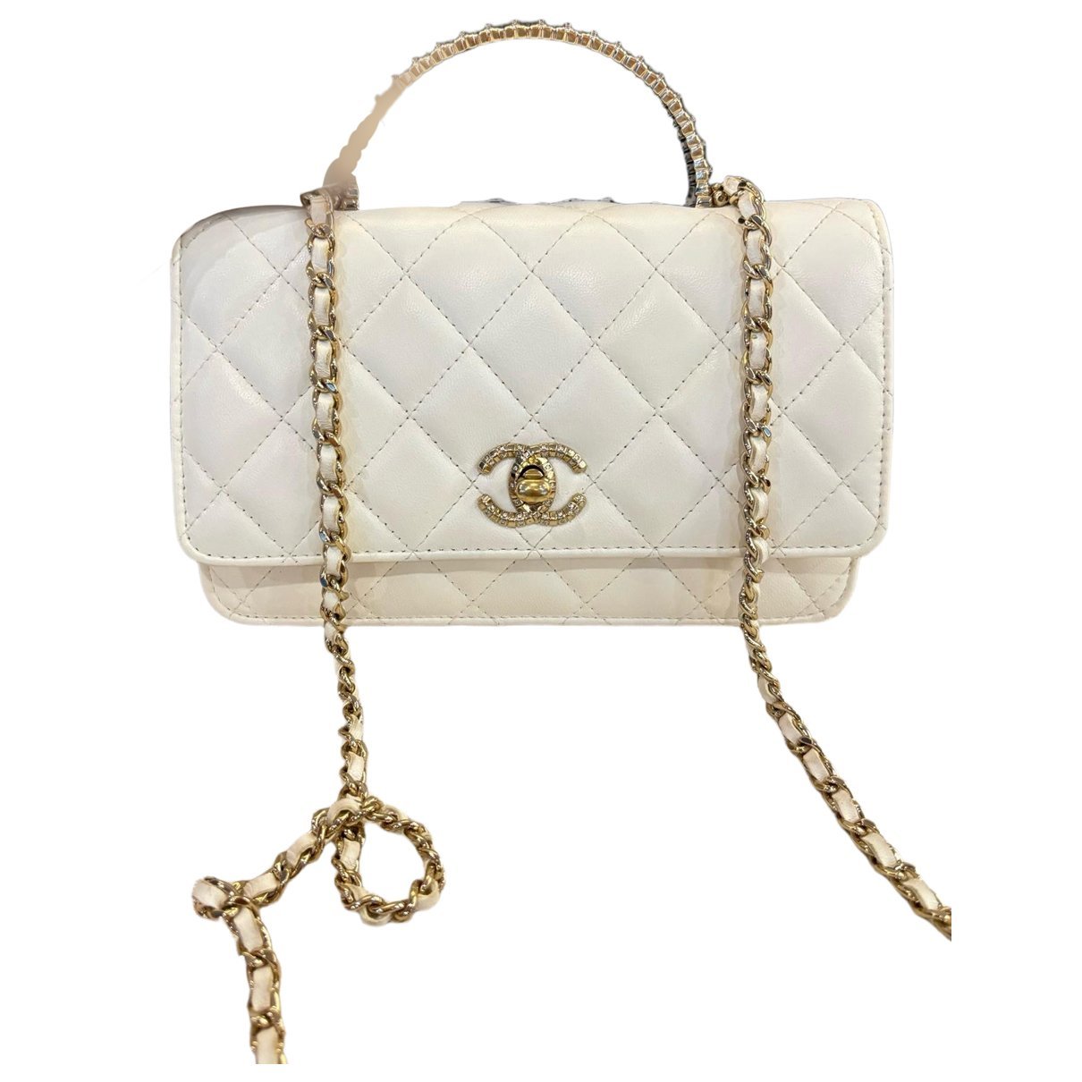 Trendy CC Wallet on Chain leather handbag