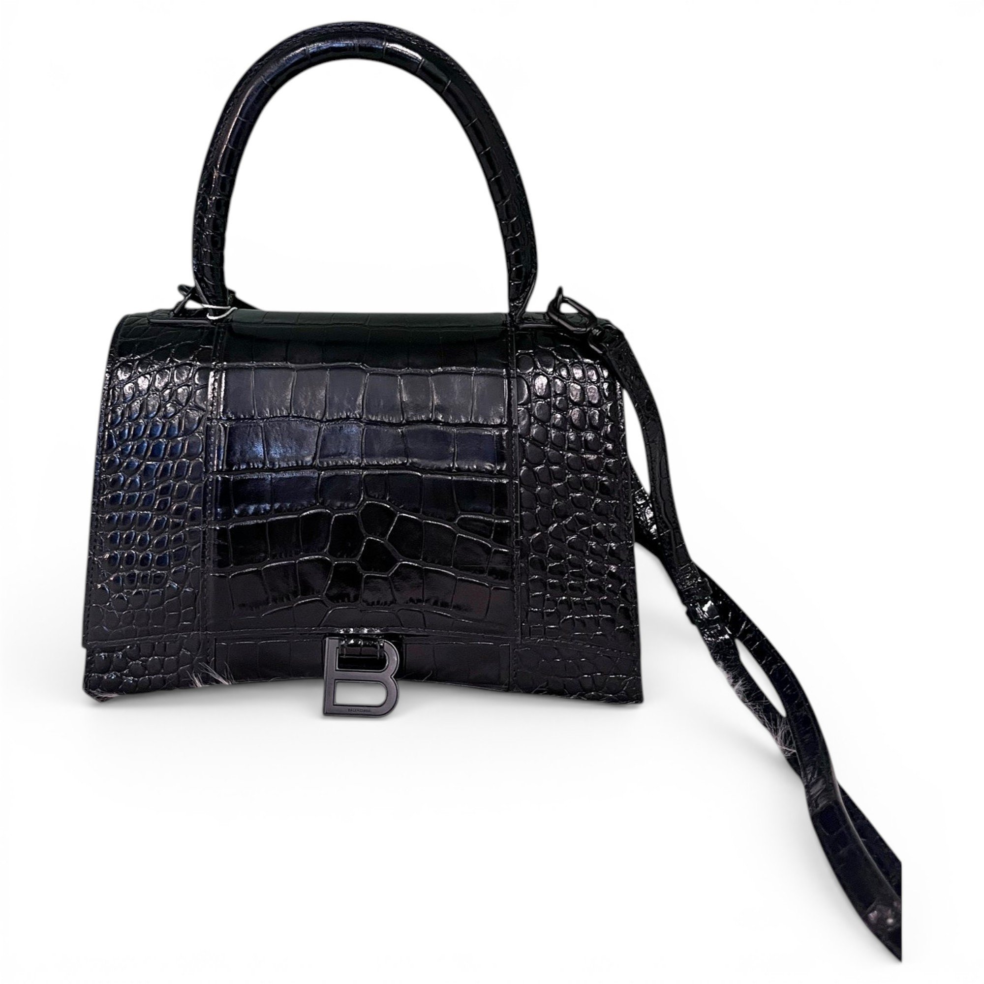Hourglass leather handbag