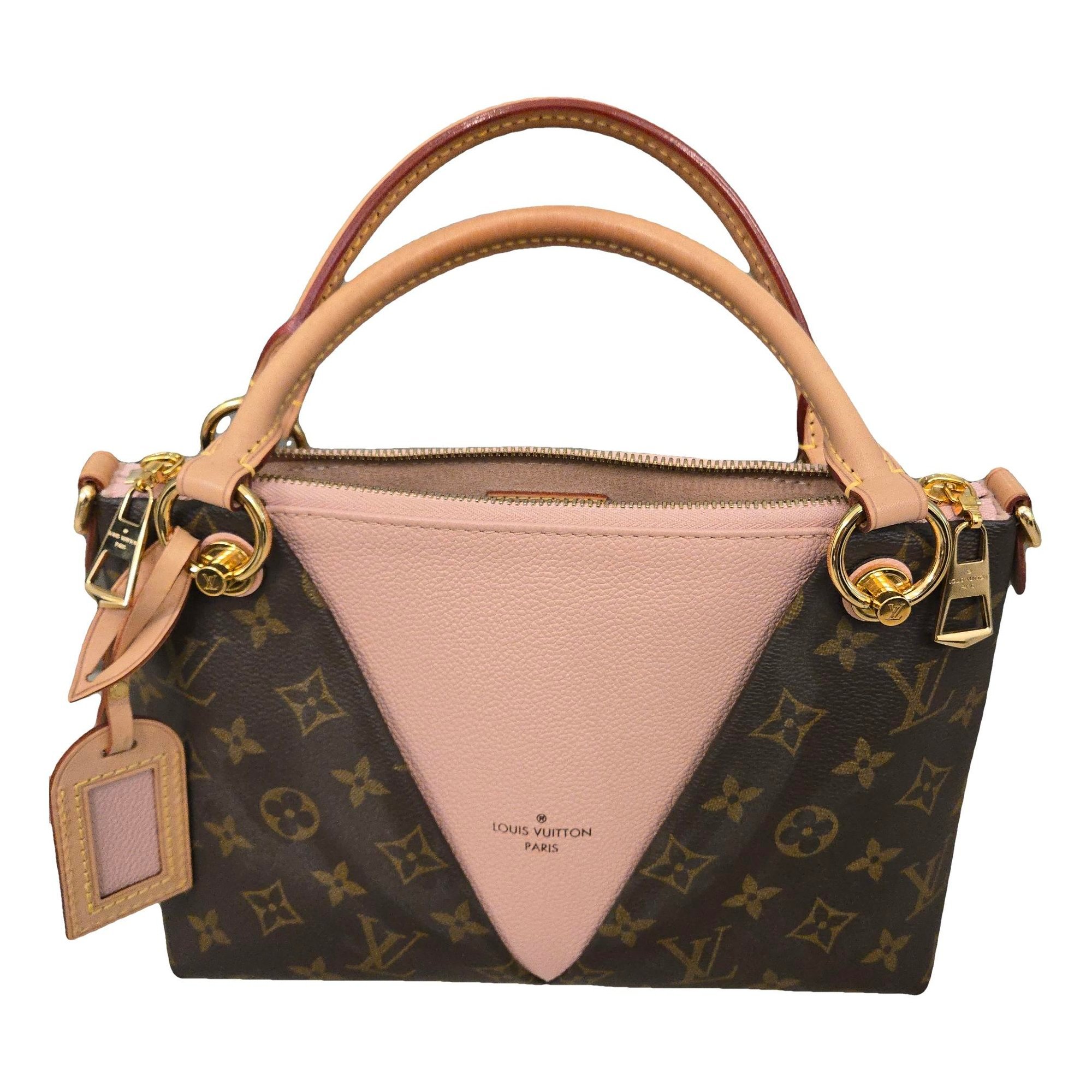 Tote V leather handbag