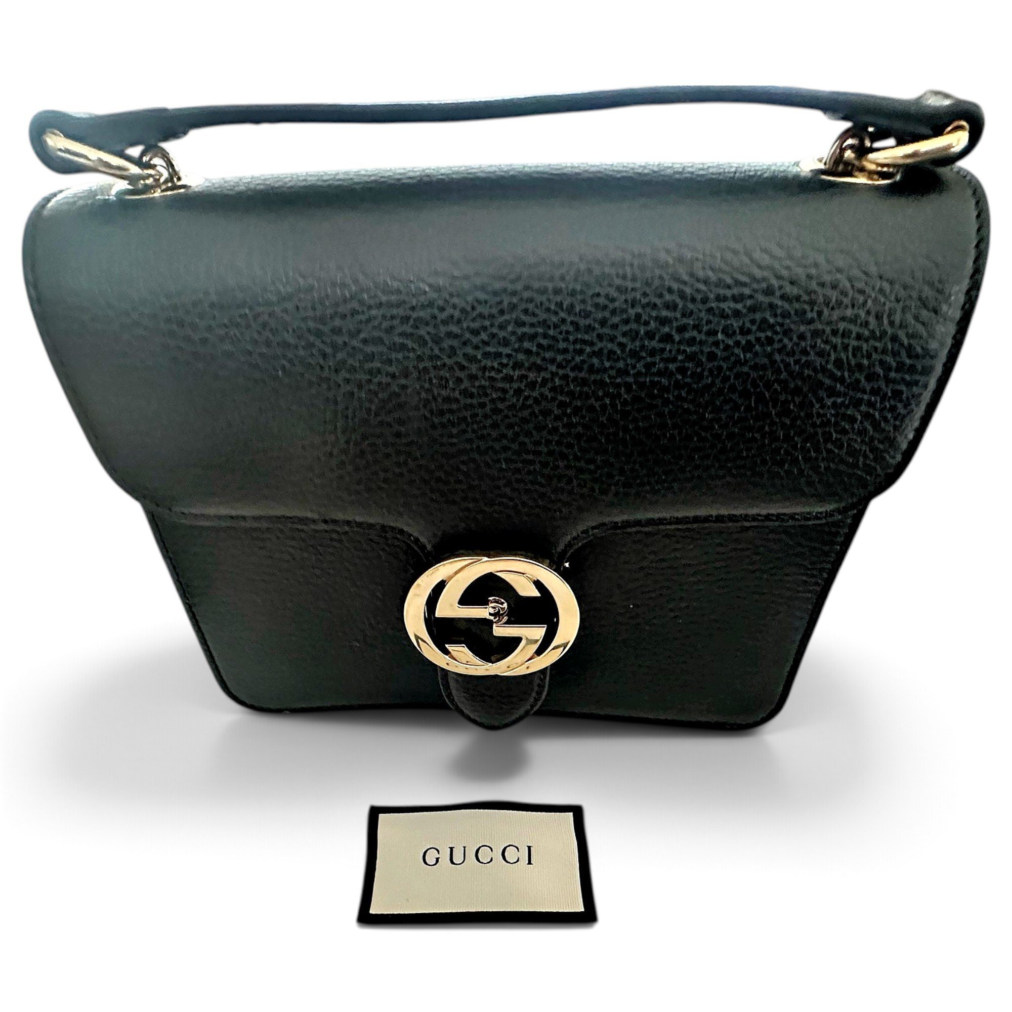 Interlocking leather handbag