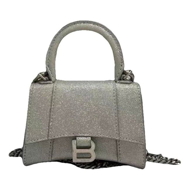 Hourglass leather handbag