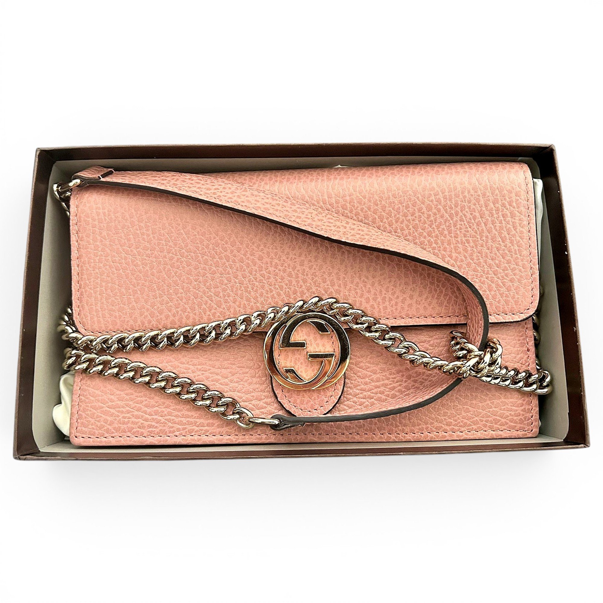 Interlocking leather clutch bag