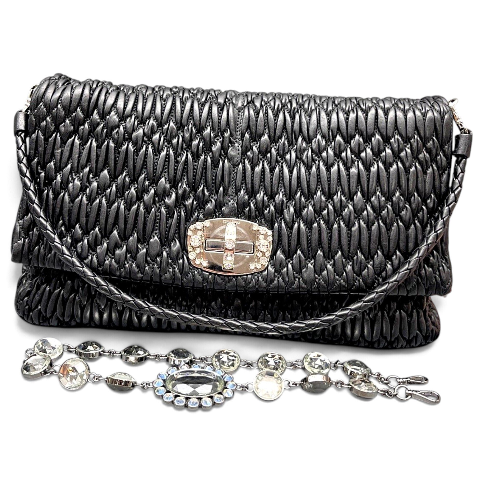 Miu Crystal leather handbag