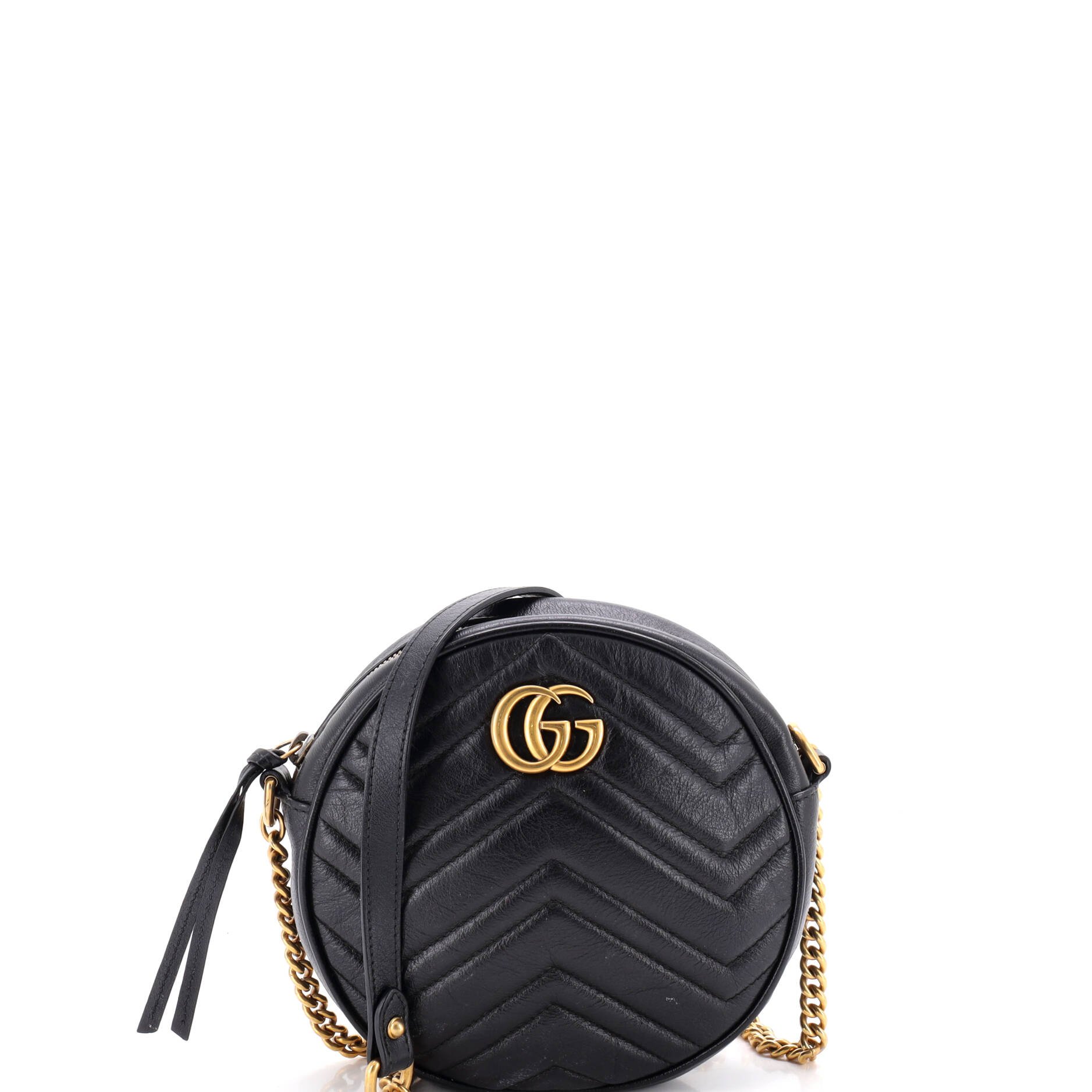 GG Marmont Round Shoulder Bag Matelasse Leather Mini