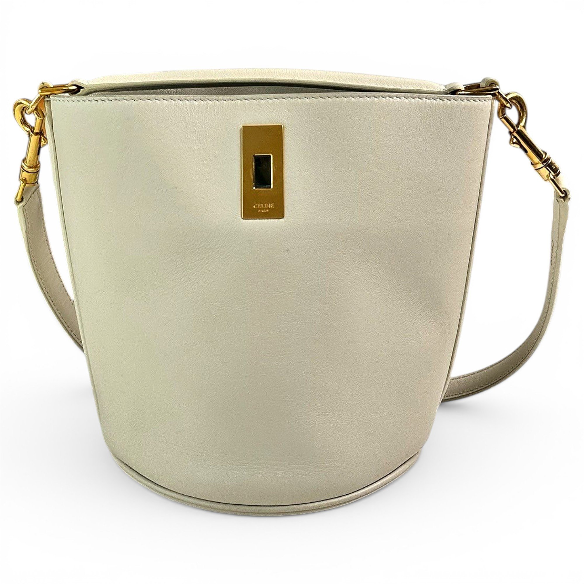 Clasp Bucket leather handbag