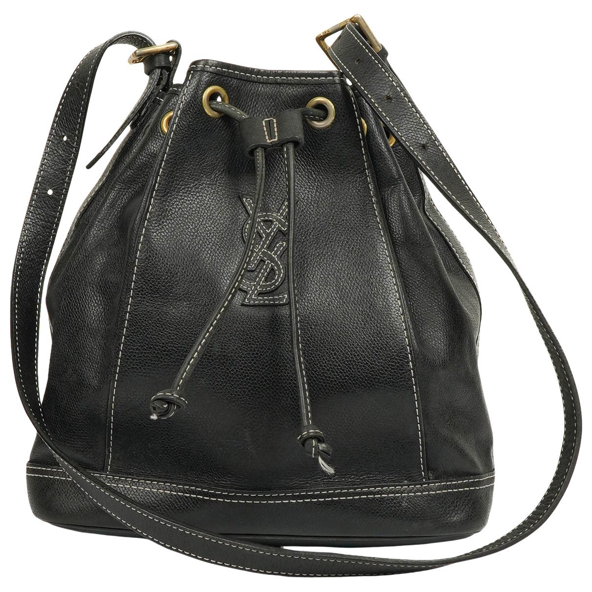 Monogram bucket leather handbag