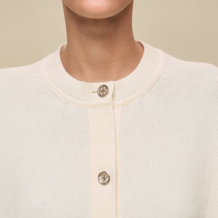 Blanc Naturel Cashmere Long-sleeve Cardigan