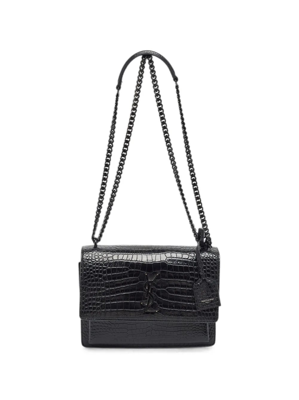 Sunset croc-embossed shoulder bag