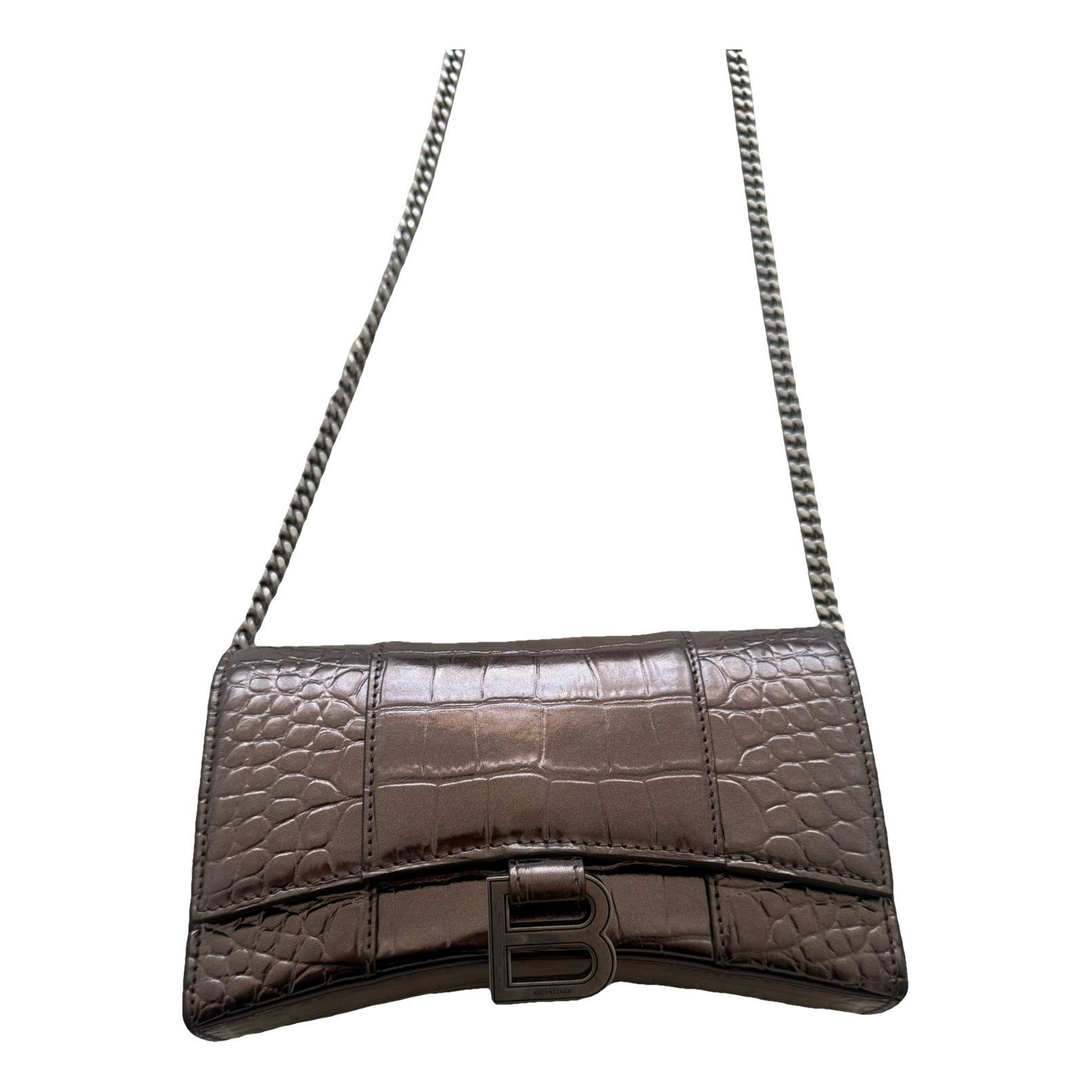 Hourglass leather crossbody bag