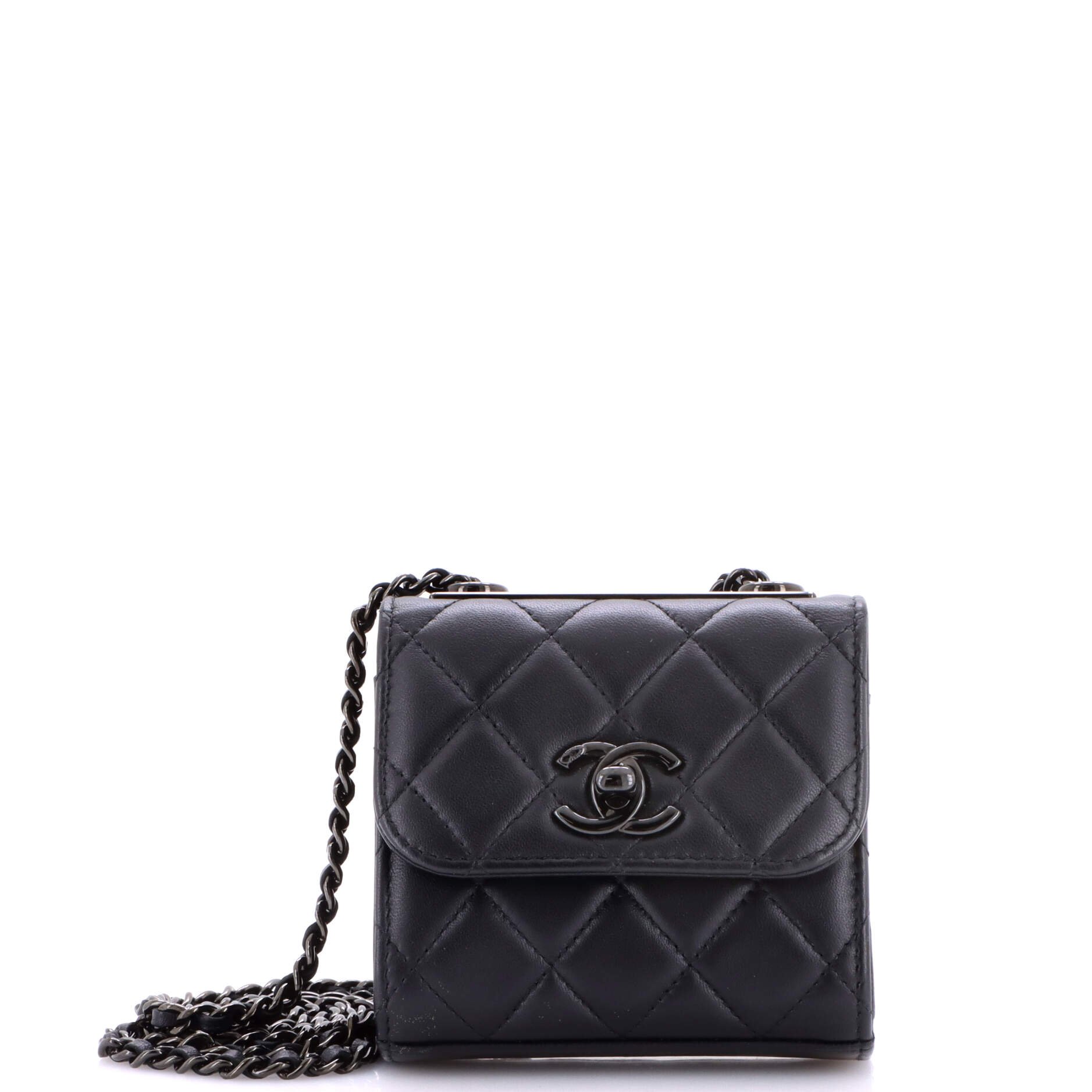 So Black Trendy CC Clutch with Chain Quilted Lambskin Small