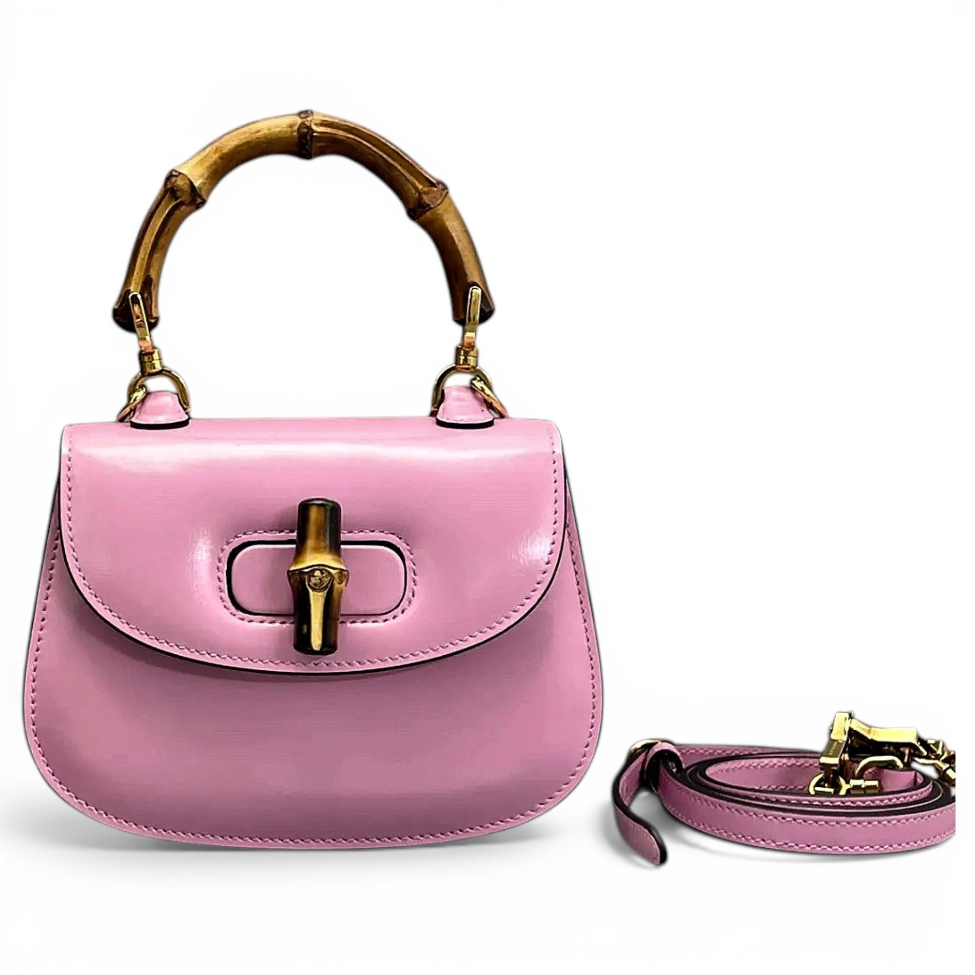 Convertible Bamboo Top Handle leather crossbody bag