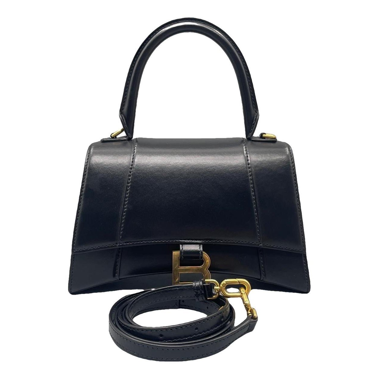 Hourglass leather handbag