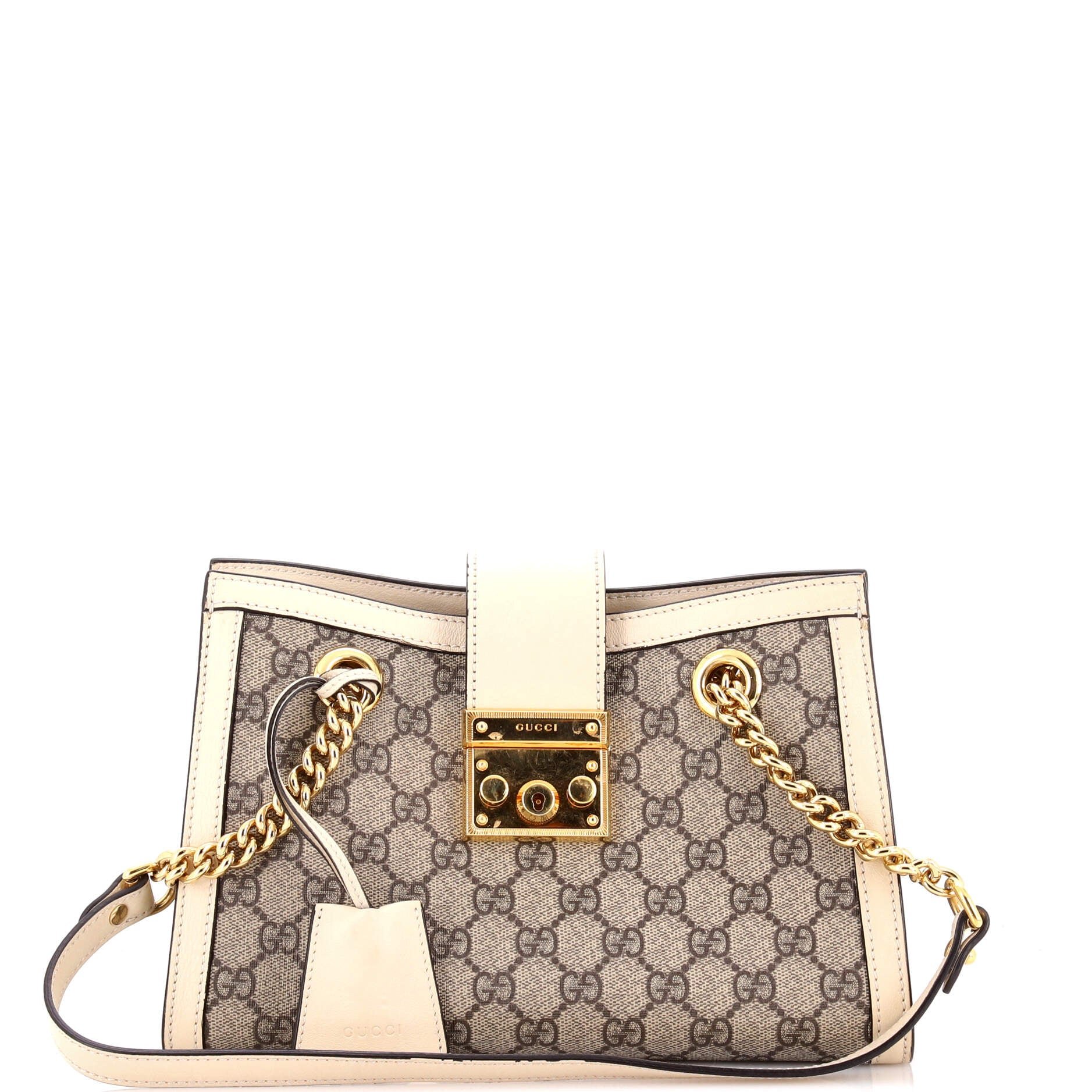 Padlock Chain Tote GG Coated Canvas with Leather Small