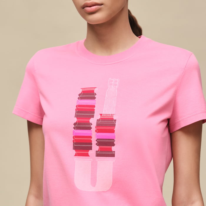 Rose Bonbon Printed Straight T-shirt