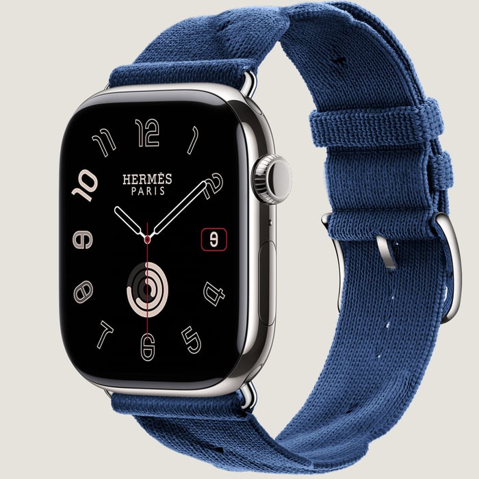 Navy Band Apple Watch Hermès Single Tour 46 MM Torsade