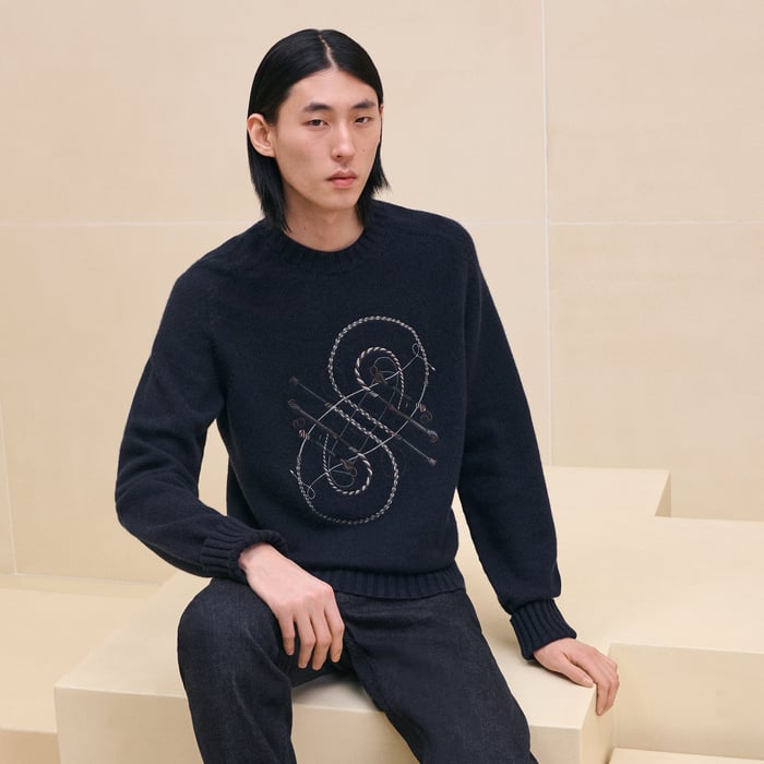 Marine Cashmere "Fouets & Badines" Crewneck Sweater