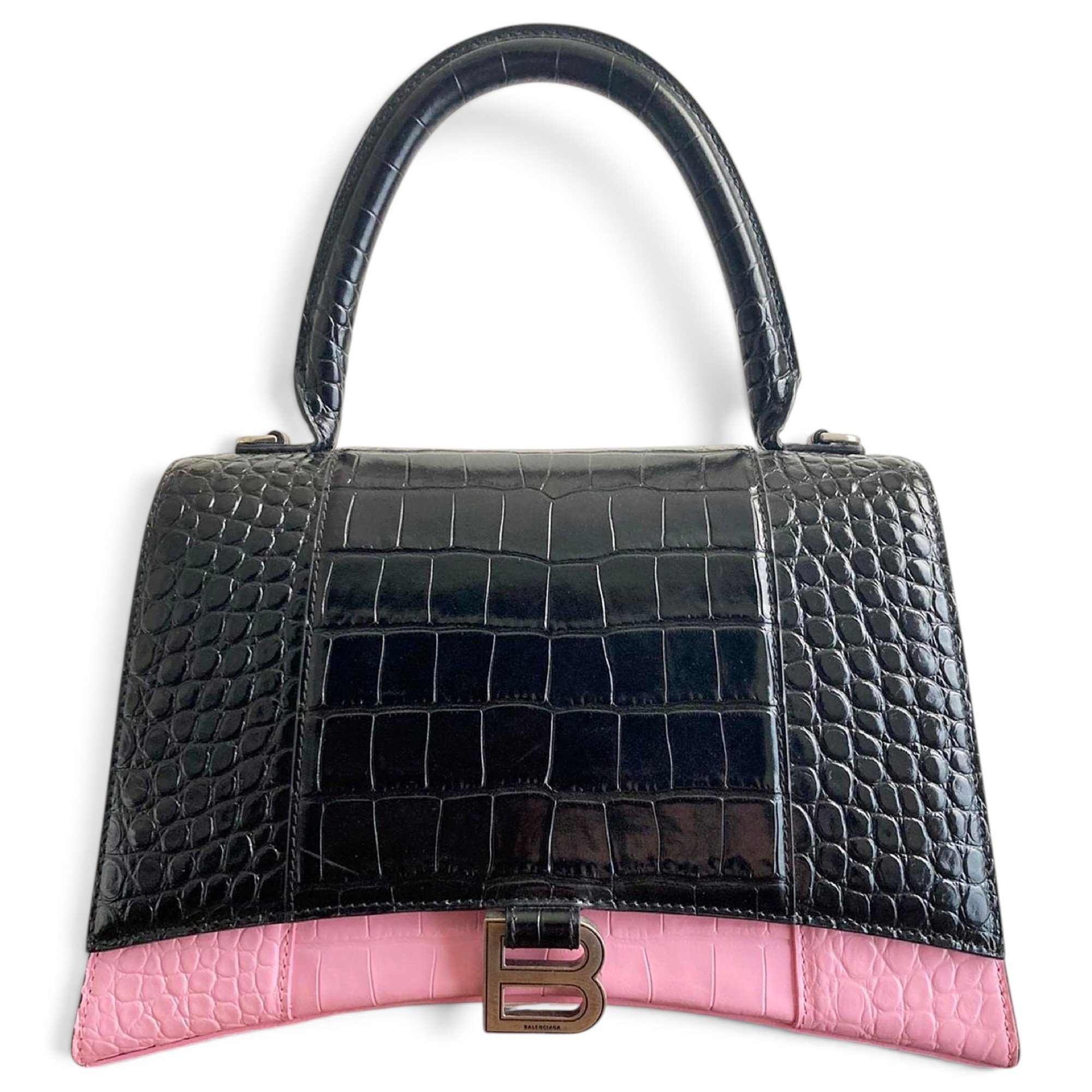 Hourglass leather handbag
