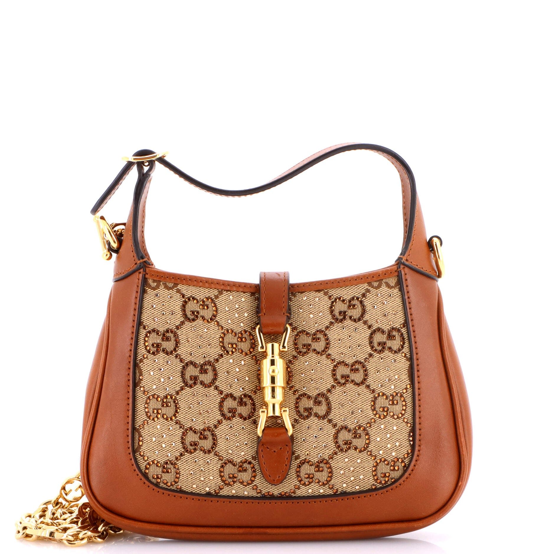 Jackie 1961 Chain Hobo Crystal Embellished GG Canvas Mini