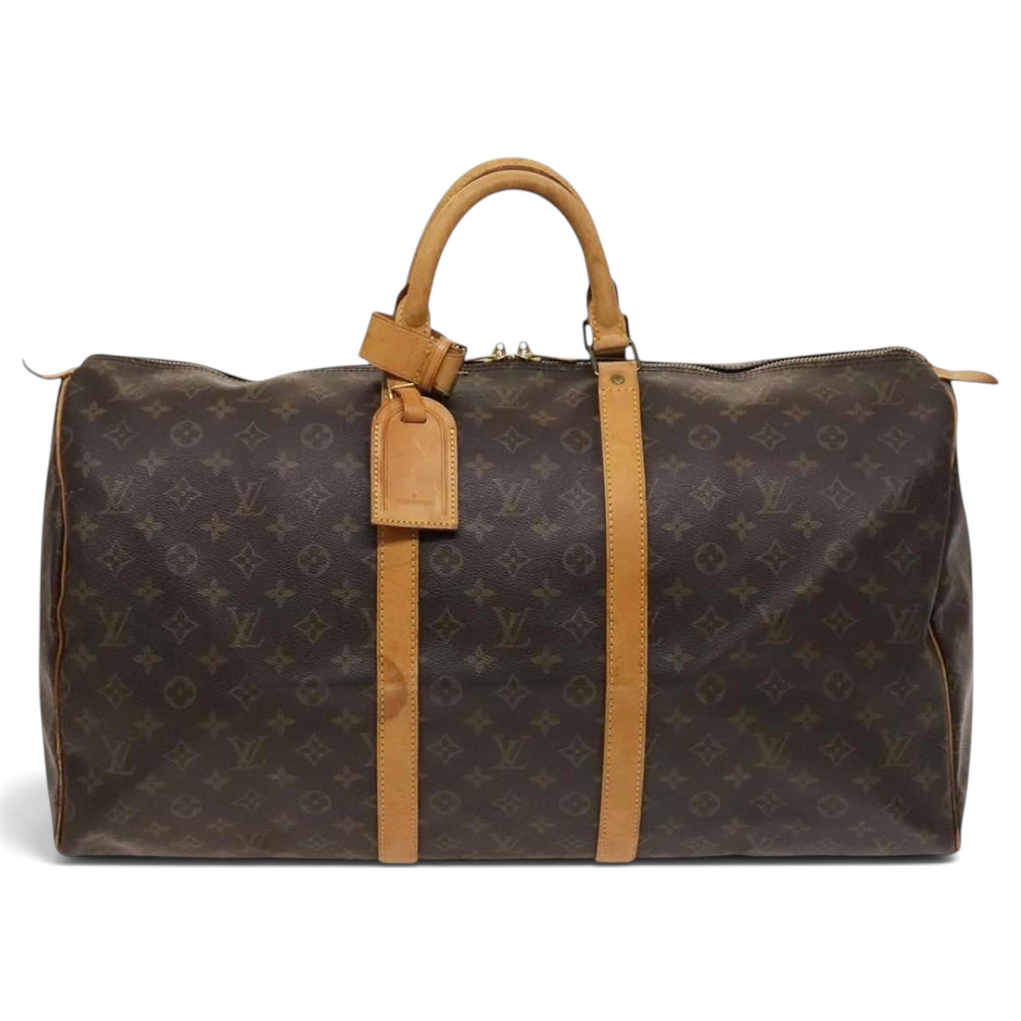 Louis Vuitton Keepall leather travel bag