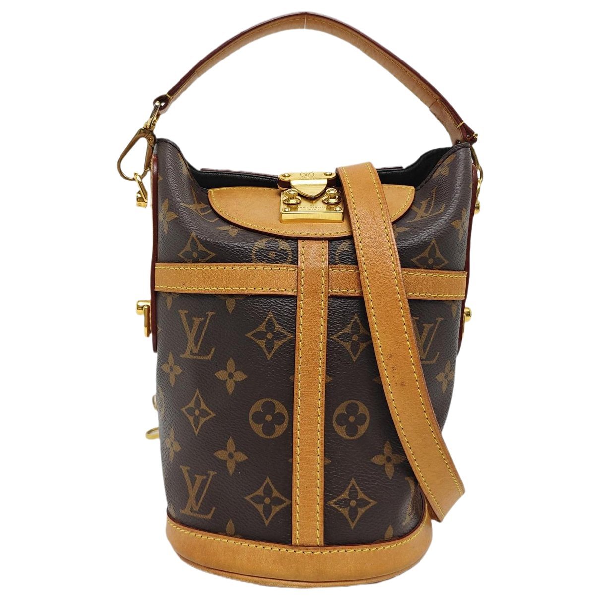 Duffle leather handbag