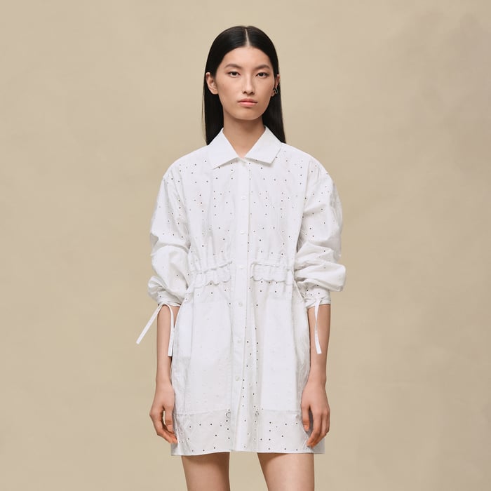Blanc Embroidered Drawstring Dress
