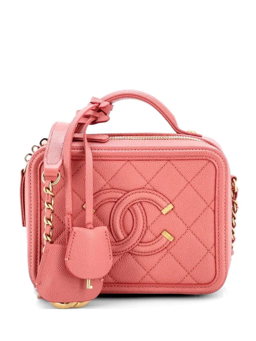 Filigree Vanity Case Quilted Caviar Small satchel