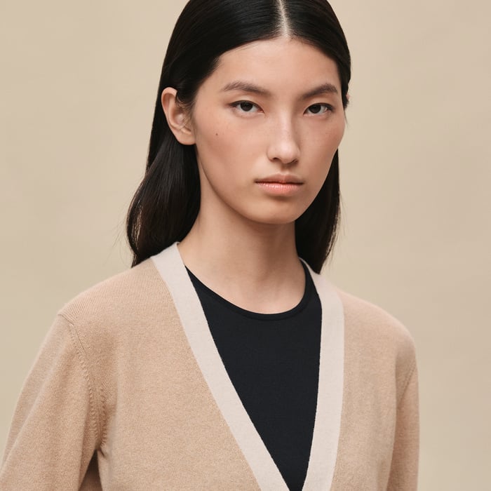 Beige Cajou Long-sleeve Cardigan