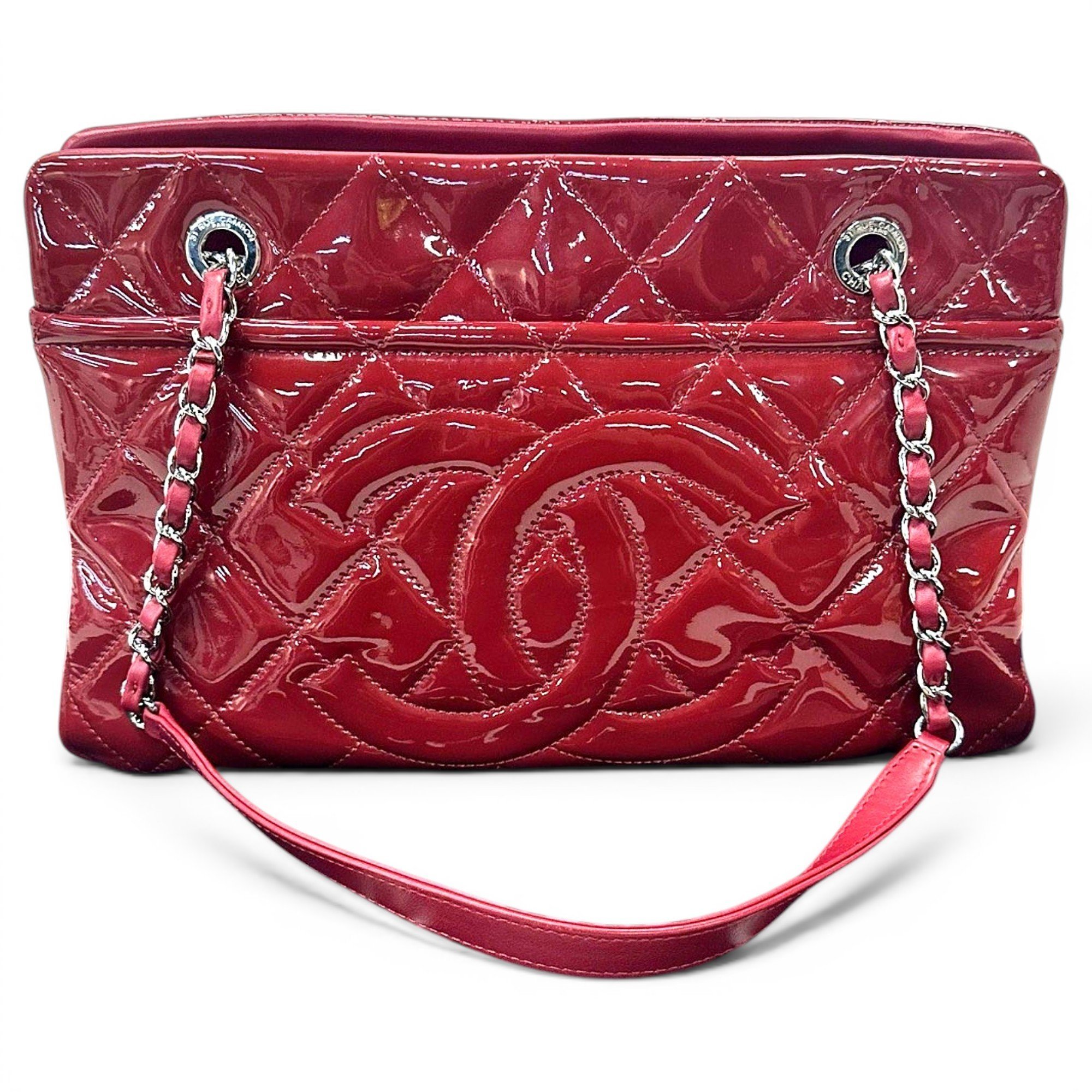 Grand shopping patent leather tote