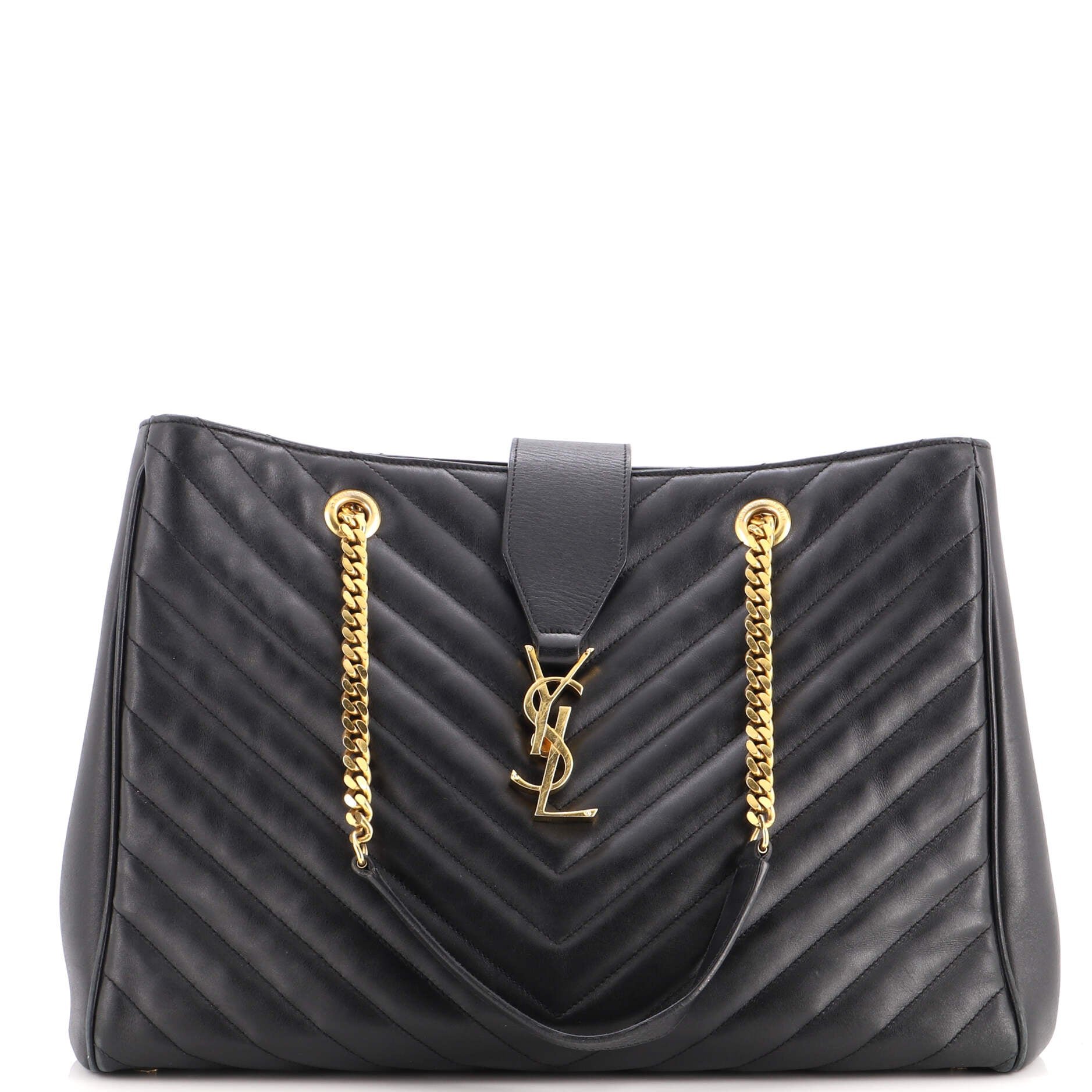 Classic Monogram Shopper Matelasse Chevron Leather Large
