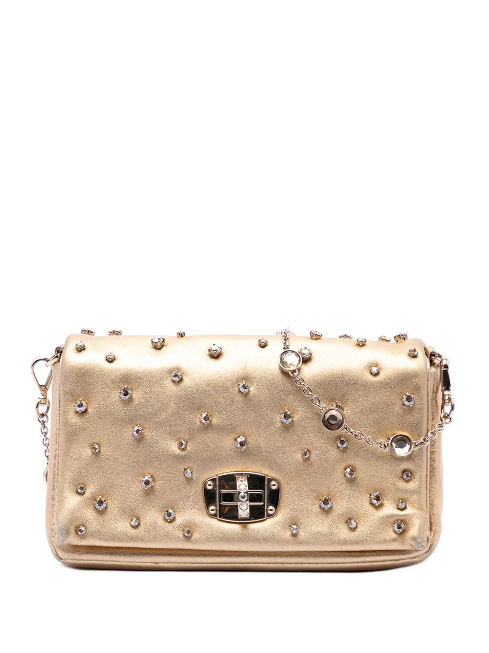 2010-2026 Metallic Nappa Strass Studded Flap crossbody bag