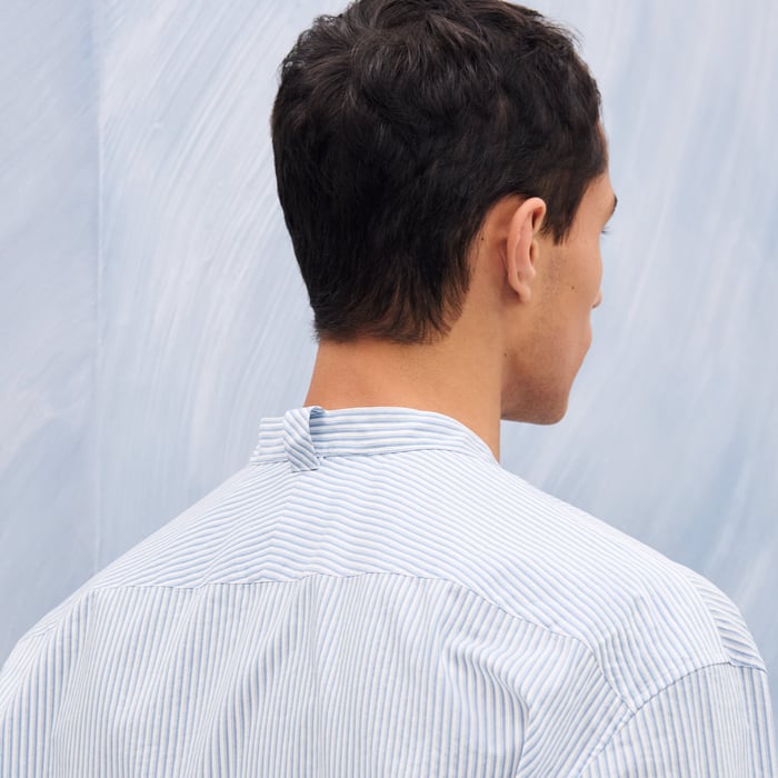 Bleu "Doubles Rayures Serties" Boxy Fit Shirt