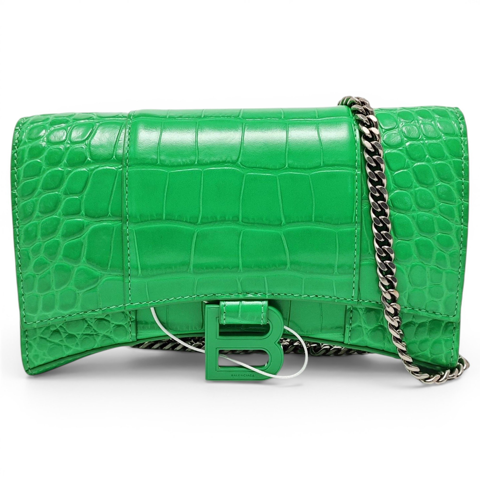 Hourglass leather handbag