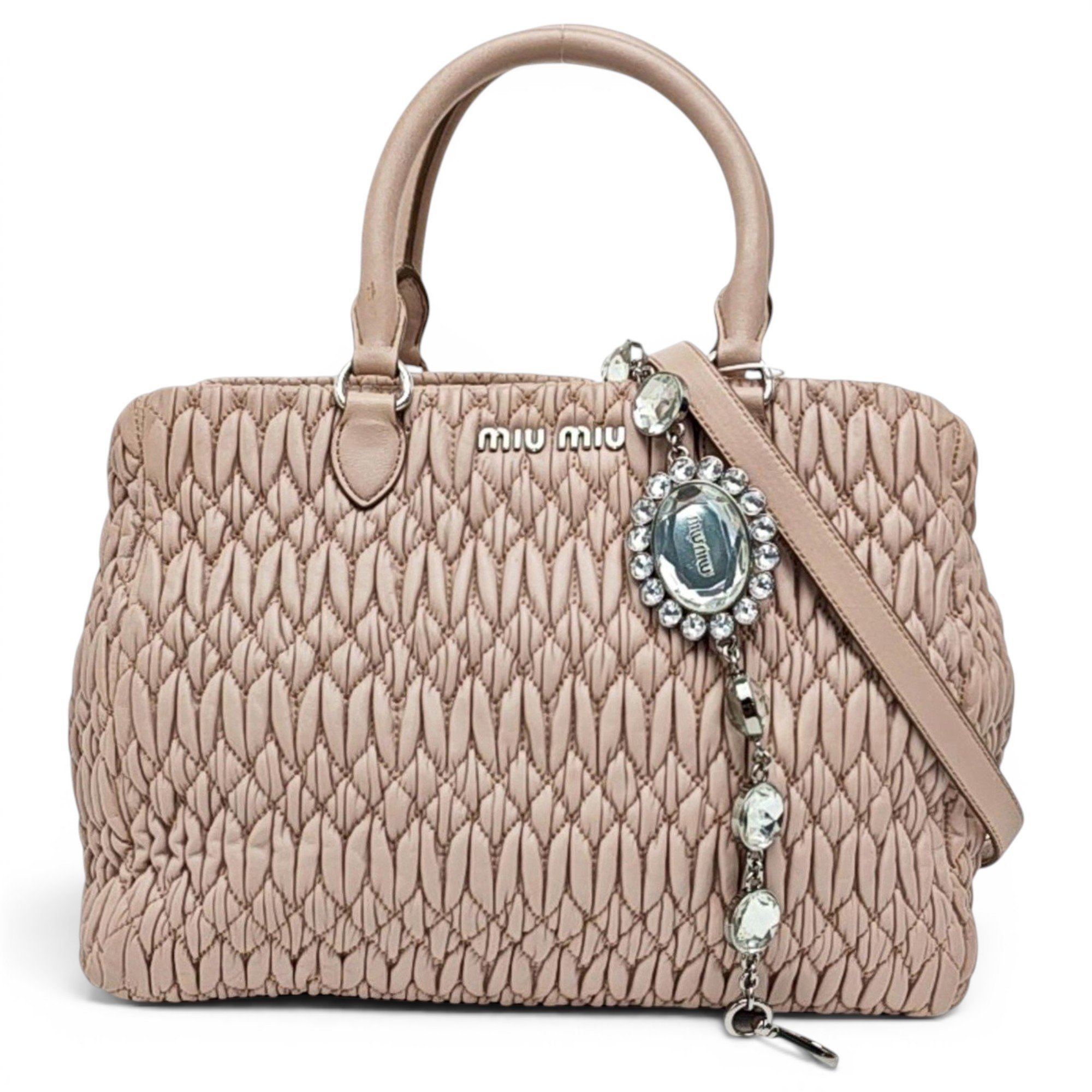 Miu Crystal leather handbag