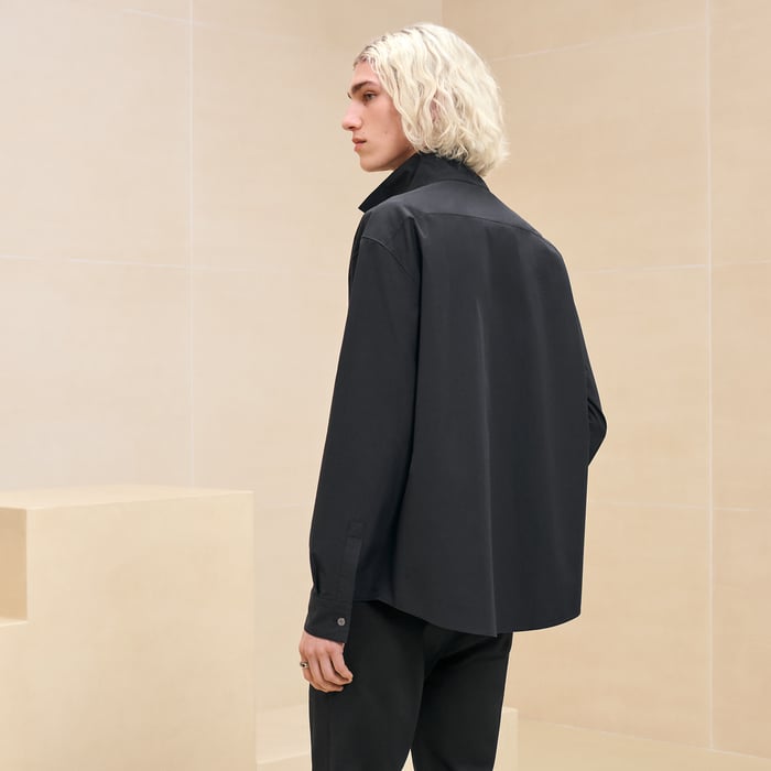 Noir Boxy Fit Shirt With Twin Collar