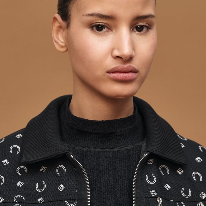 Noir "Porte-bonheur Bandana" Mixed Materials Jacket