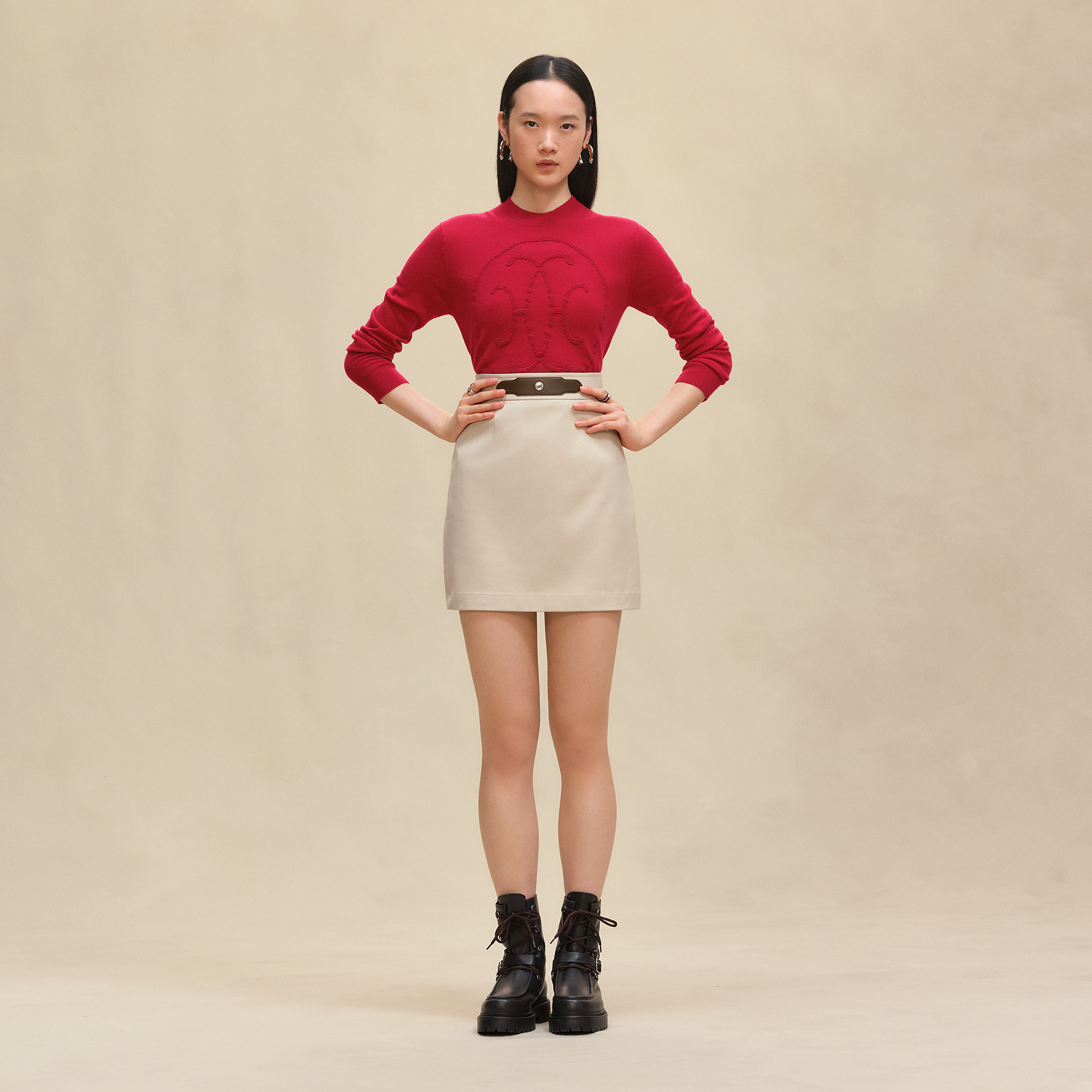 Double cotton twill skirt