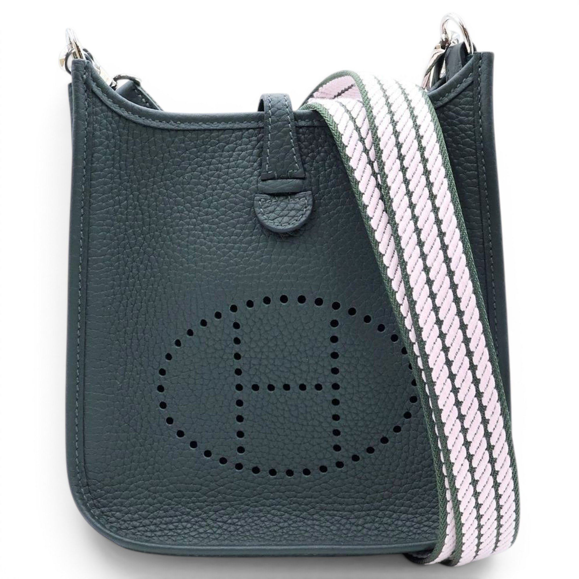 Hermes Evelyne Handbag Vert Clemence Leather