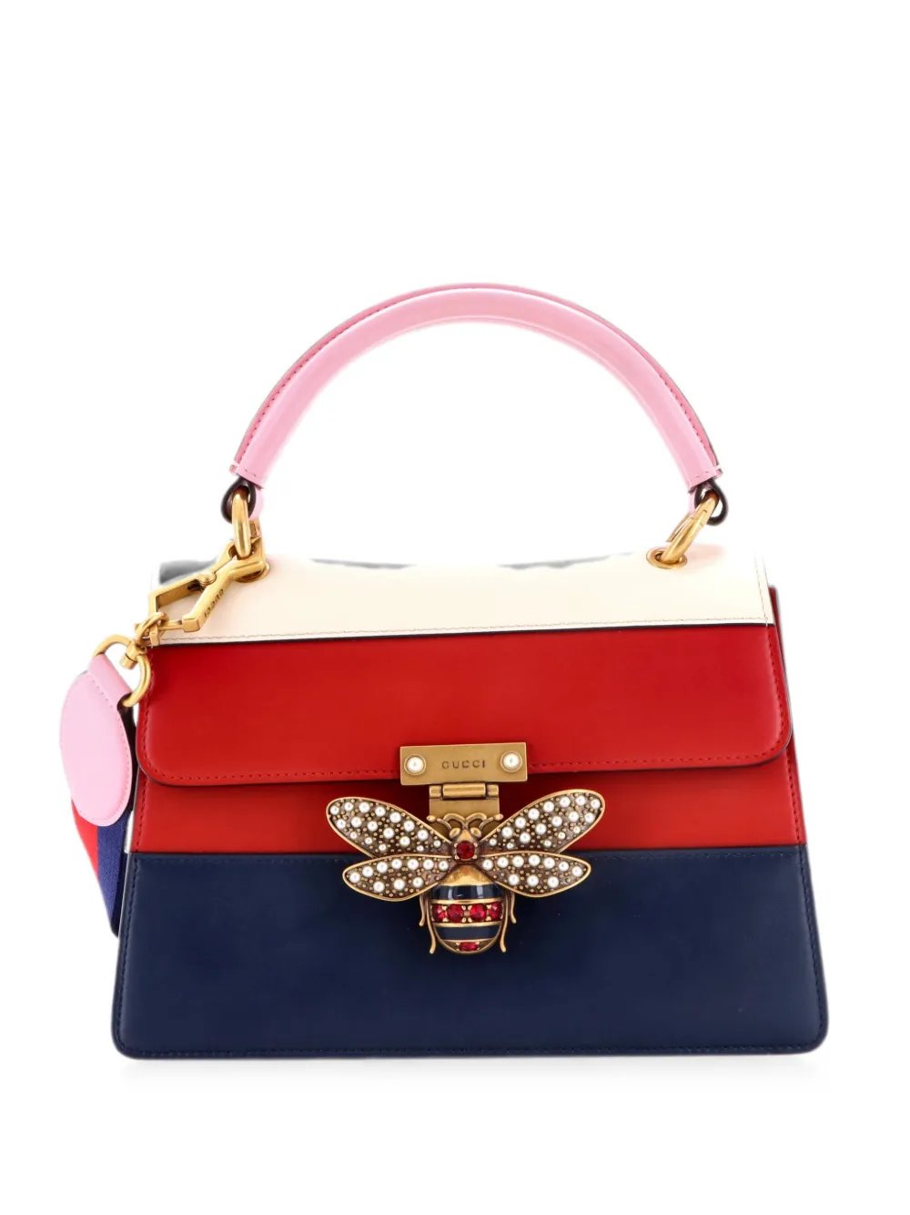 Queen Margaret Top Handle Bag Colorblock Leather Small satchel